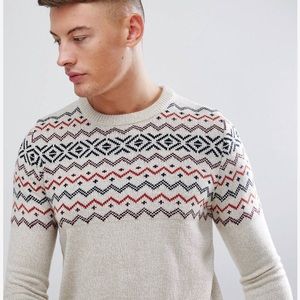 NWT Pull&Bear Fair Isle Sweater In Ecru